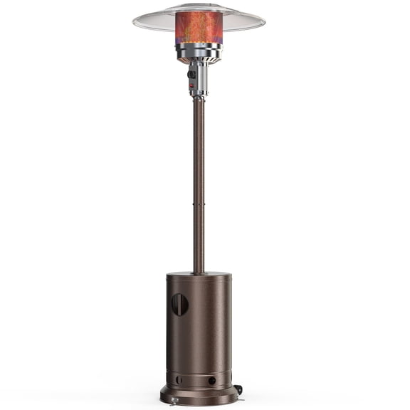 48,000 BTU Propane Patio Heater with Tabletop, Double-Layer Stainless Steel Burner, Safety Protection System, 18ft Heating Coverage for 4-8 People, Outdoor Garden Balcony