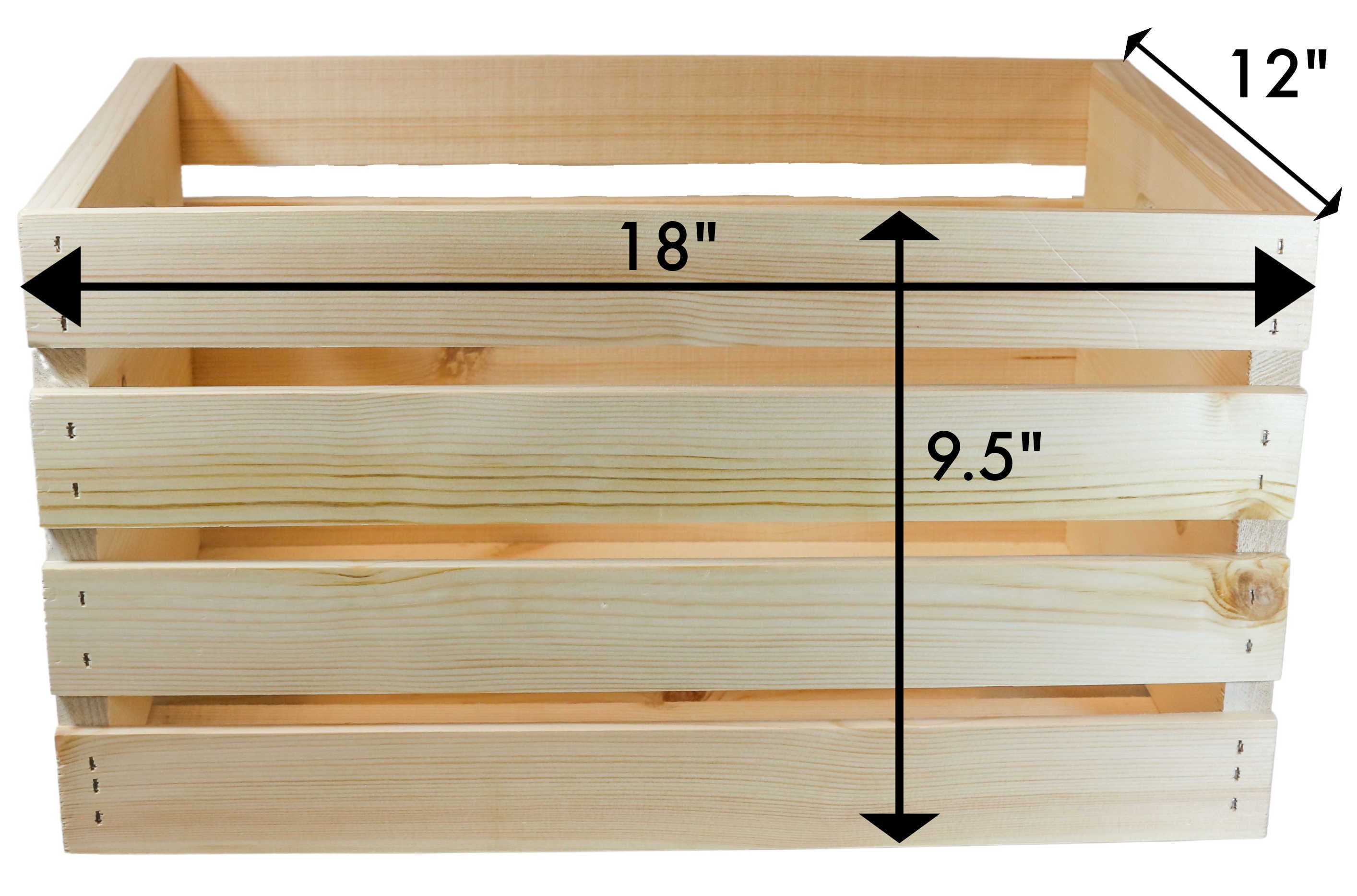 (3 pack) Hello Hobby Unfinished Wood Crate, 18 in x 12.5 in x 9.5 in
