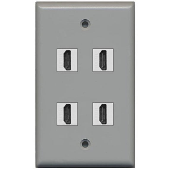 RiteAV - 4 Port HDMI Wall Plate - Gray