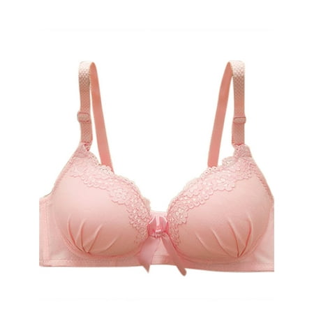 

Ladies Lace Sexy No Steel Ring Bra Girl Gathered Adjustment Chest Underwear