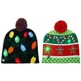 thumbnail image 4 of Snowflake Crutch Pompom Elastic Christmas Hat LED Light Warm Knitted Beanie, 4 of 8