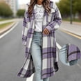 thumbnail image 6 of AKOEE Plaid Long Jackets for Women Long Sleeve Wool Blend Dual Zip Front Loose Warm Mid-length Coat Fall Winter (XL, Purple), 6 of 8