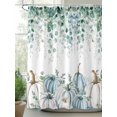 thumbnail image 2 of Fsddascl Green Grey Pumpkins Fall Shower Curtain Set - Standard 72" x 72" Washable Bathtub Curtain with 12 Hooks, Thanksgiving Eucalyptus Leaves Waterproof Fabric Stall Shower Curtains for Bathroom, 2 of 6