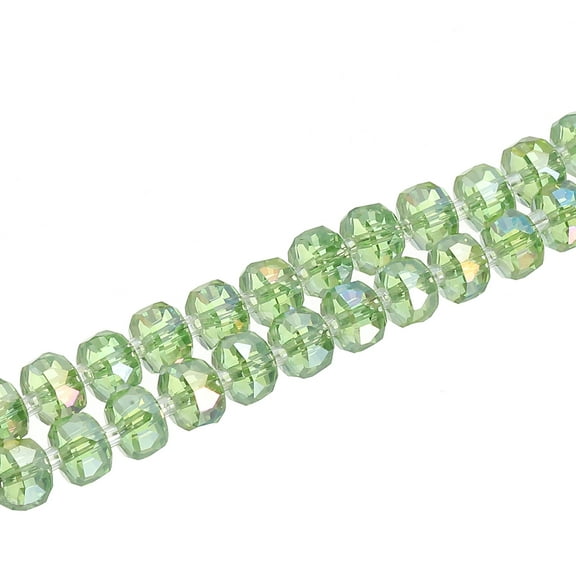 Uxcell Crystal Glass Beads, 8 mm Rondelle Crystal Beads Faceted Cut Gemstone Strand with Spacer Beads for Craft, Bracelet, Necklace, Light Green