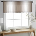 thumbnail image 2 of Brown White Ombre Valance Curtains for Kitchen/Living Room/Bathroom/Bedroom Window, Rod Pocket Small Topper Half Short Window Curtains Voile Sheer Scarf, Vintage Minimalist Country Gradient 42"x12", 2 of 8