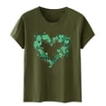thumbnail image 4 of LUOGENLI T-shirts pour Femmes 2024 Mode Féminine Imprimé Saint-Patrick Col Rond Manches Courtes Haut Décontracté T-shirts (5) T-shirts Graphiques Vintage Saint-Patrick Vert Armée TTG, 4 of 5