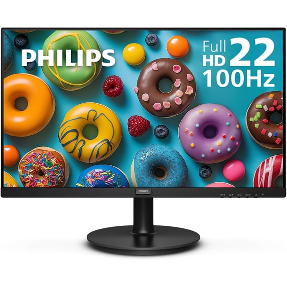 Restored Philips 221V8LB 22 inch Class Thin Full HD (1920 x 1080) Monitor, 100Hz Refresh Rate, VESA, HDMI x1, VGA x1, LowBlue Mode, Adaptive Sync (Refurbished)