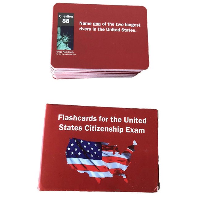 US Citizenship Flashcards Test Study with 100QA Cards (Red)