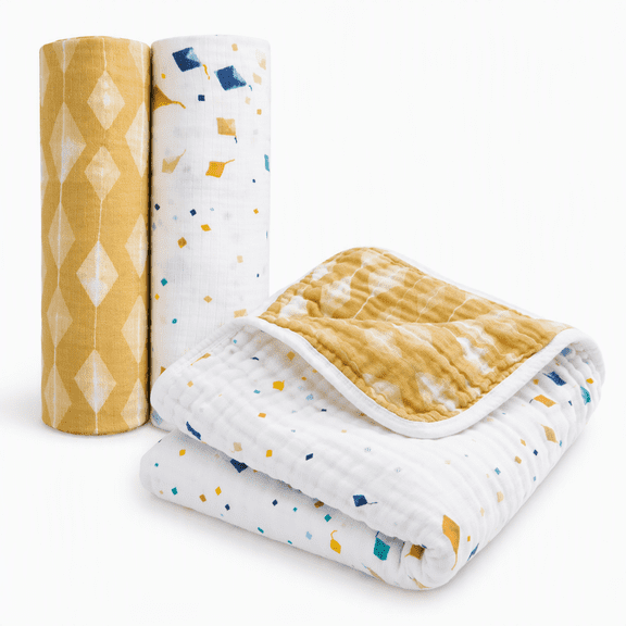 aden anais Essentials Muslin Baby Blanket & Cotton Muslin Swaddle Blankets Bundle