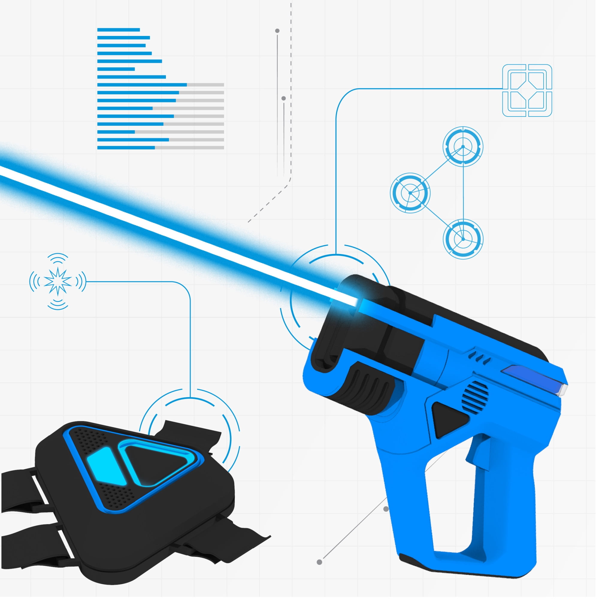 Sharper Image® Team Battle Laser Tag with Safe for Children and Adults, Indoor & Outdoor Battle Games, Combine Multiple Sets for Multiplayer Free-for-All, 8-pieces, Blue And Red, Age 8+