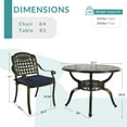 thumbnail image 7 of MEETWARM 5 Piece Patio Dining Set, Outdoor All-Weather Cast Aluminum Dining Table Set, Patio Furniture Set for Backyard Garden Deck, Include 4 Chairs, 4 Cushions and 1 Round Table, Navy Blue, 7 of 7