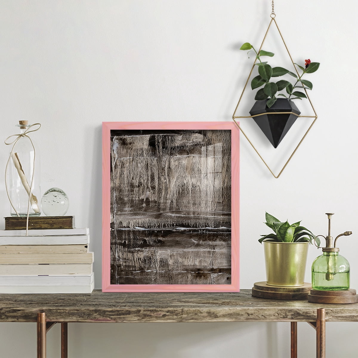Continuum III -Framed Print w/glass-Sunset Pink
