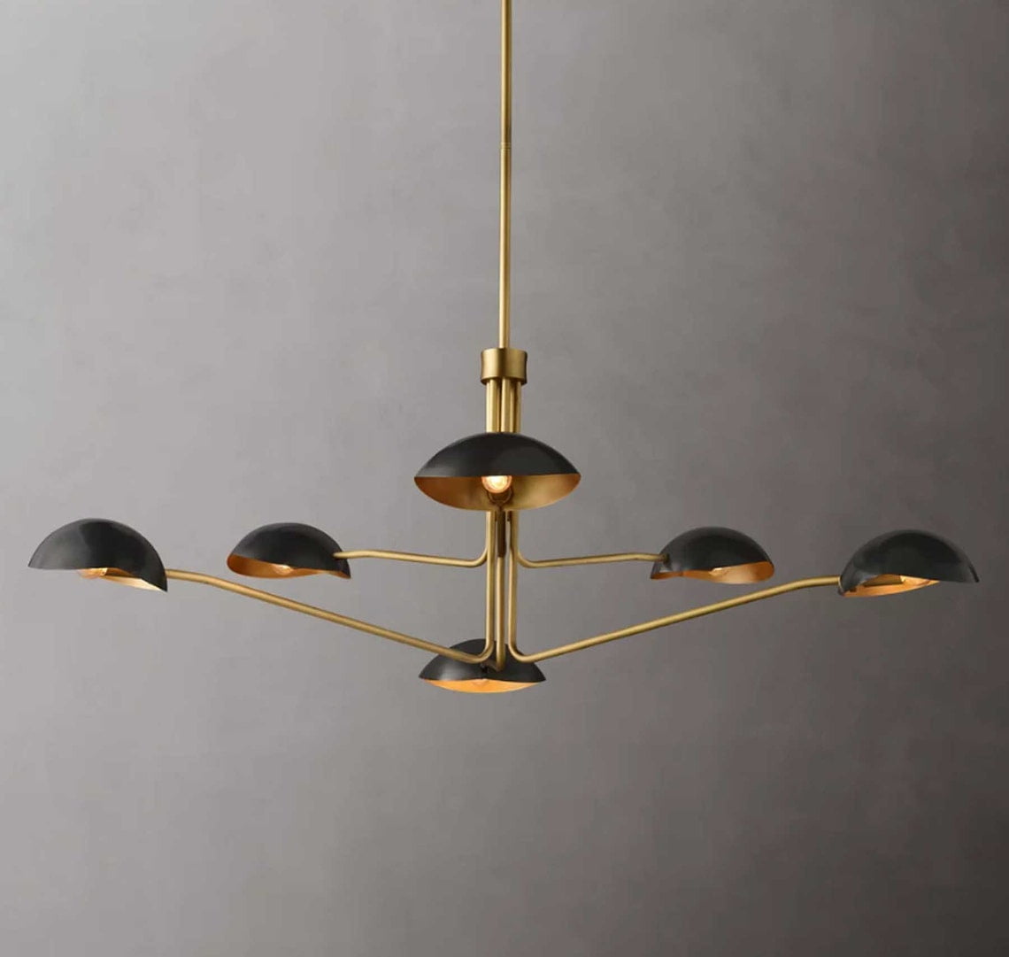 Six-Arm Brass Sputnik Chandelier Light Fixture Mid Century Brass Chandelier