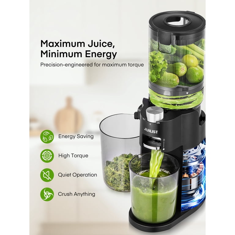 Juilist Cold Press Juicer with 4.13 Inch Chute, Black photo 3