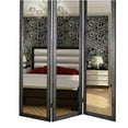thumbnail image 4 of 3 Panel Wooden Foldable Mirror Encasing Room Divider, Gray and Silver - Saltoro Sherpi, 4 of 5