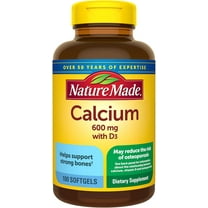 Nature Made Calcium 600 mg with Vitamin D3 Softgels, Dietary Supplement, 100 Count