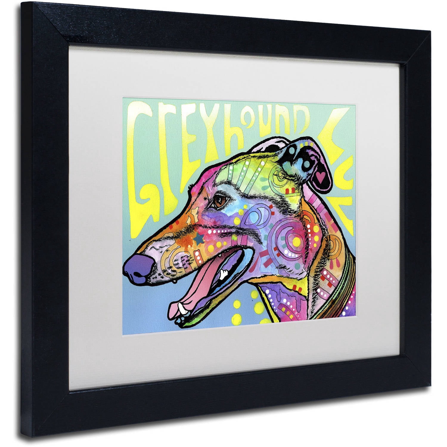 Greyhound Luv' Canvas Art by Dean Russo, White Matte, Black Frame
