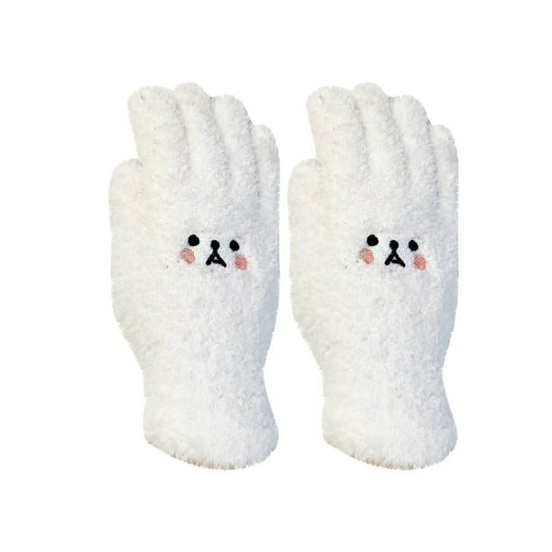 Guantes de invierno para mujer, de color liso, cálidos, para pantalla táctil, de punto, medianos y largos, de poliéster.