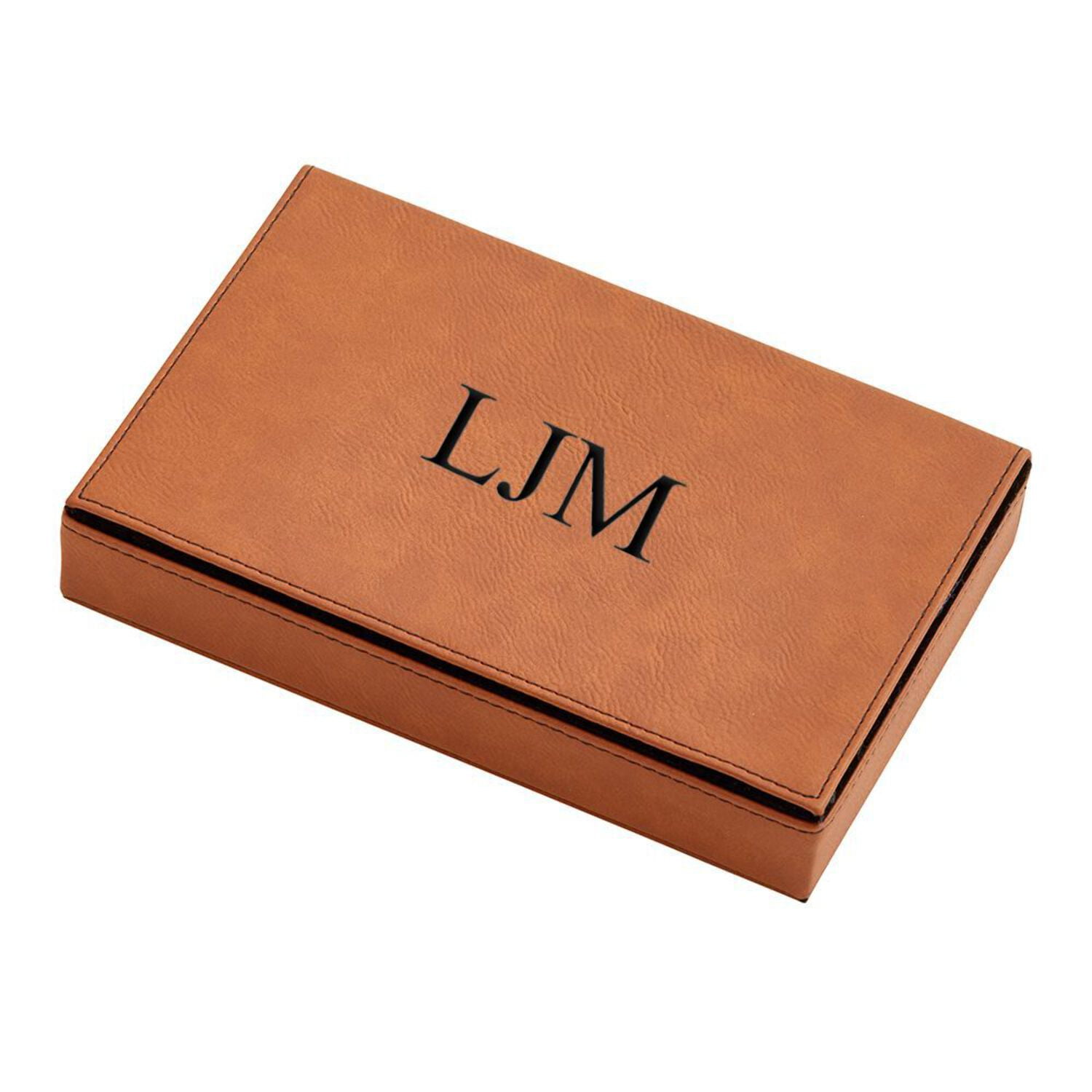 Contemporary Home Living 7.75" x 5" Caramel Brown Leatherette 2-Piece Playing Cards Deck Set