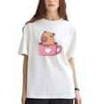 thumbnail image 1 of Playera Blanca Camiseta Unisex Capibara Cute, 1 of 5