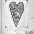 thumbnail image 1 of Saying Tapestry, All You Need is Love Phrase Typography on Retro Grungy Heart Shaped Background, Fabric Wall Hanging Decor for Bedroom Living Room Dorm, 5 Sizes, Grey and White, by Ambesonne, 1 of 1