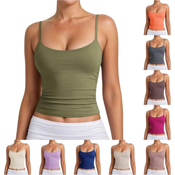 AWZXDE Cotton Camisole Tops for Women Adjustable Round Neck Sleeveless Top Summer Cami