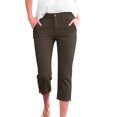 thumbnail image 3 of Cutuoiiu Women Fashion Button Closure Solid Color Mid Rise Slim Fit Capri Pants with Side Vent and Pockets Casual Stretch Trousers Gifts, 3 of 9
