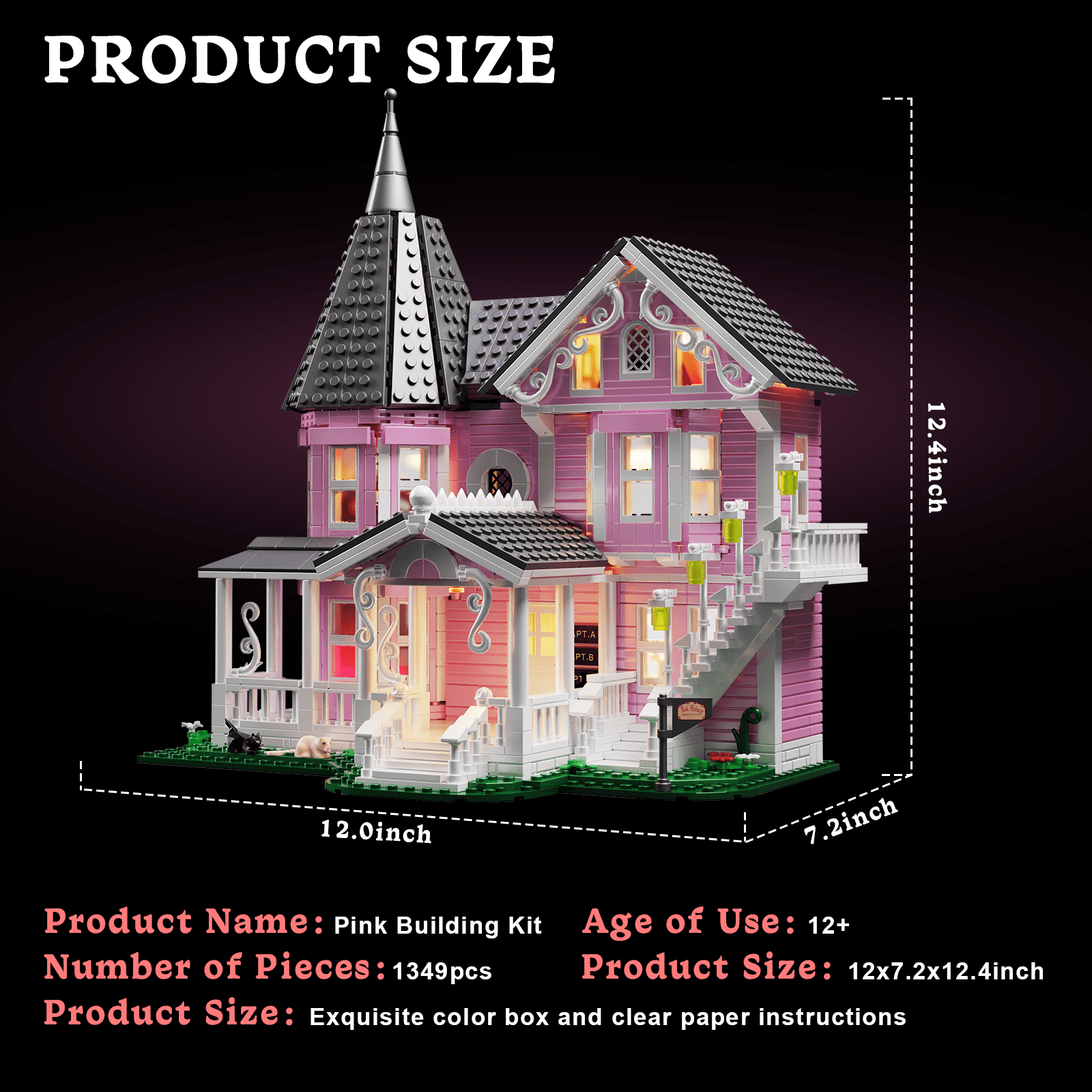 Pink Palace Building Block Kit Coraline Dollhouse Model Christmas Party Halloween House Gift for Girls Walmart