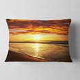 thumbnail image 2 of Designart Vibrant Yellow Sun and Calm Waves - Seascape Throw Pillow - 12x20, 2 of 5