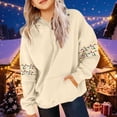 thumbnail image 4 of Piuwrlz Hood Sweatshirts Teen Girls Winter Hoodies Loose Pocket Round Neck Hoodie Beige Size 160, 4 of 5