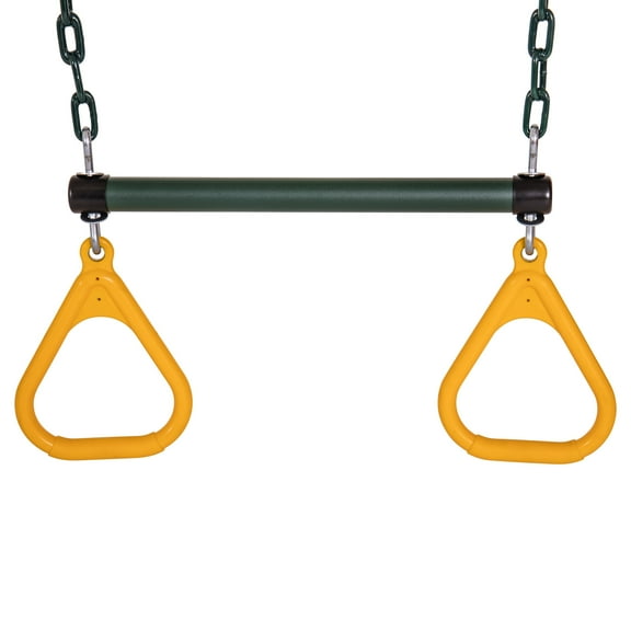 Jack and June Durable Playset Ring Trapeze Bar and Swing Combo with Large 50” Chains