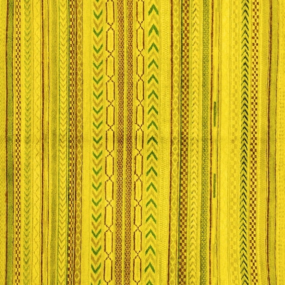 Ahgly Company Machine Washable Indoor Square Abstract Yellow Modern Area Rugs, 8' Square