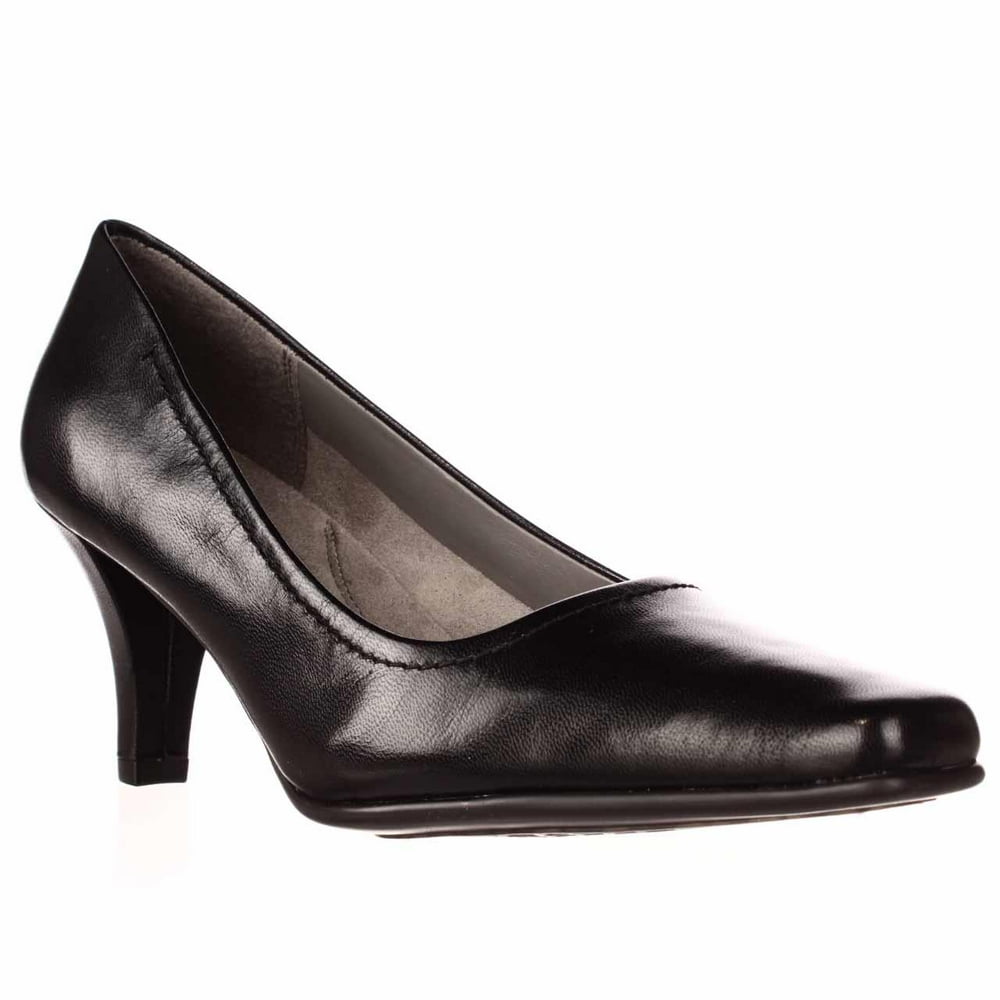 low heel leather pumps