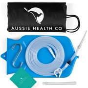 Aussie Health Co Non-Toxic Silicone Enema Bag Kit - 2 Quart Capacity for Water & Coffee Colon Cleansing - BPA & Phthalates Free - 6.5 Foot Hose, 3 Tips, Strong Clamp, Bonus Nozzle & Instruction Guide