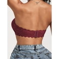 thumbnail image 4 of VISALY Women's Lace Strapless Bandeau Bra Padded Wireless Anti-Slip Tube Top Bra High Support Lace Comfortable Breathable Bra Non-Slip Seamless Convertible Bralette Sleeveless Bralettes Wine M, 4 of 6