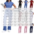 thumbnail image 3 of IUYRTFE Women V Neck Short Sleeve Scrub Set Side Slit Pants with Pockets for Healthcare Clinic Daily Wear, 3 of 9