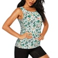 thumbnail image 2 of Hirioo Floral In Teal for Women's Workout Tank Top Sleeveless Workout Tops Athletic Gym Shirts-XX-Large, 2 of 7
