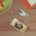 thumbnail image 2 of Rectangle  Harry Potter Hufflepuff Plaid Sigil Keychain in Chrome Plated Metal, 2 of 3