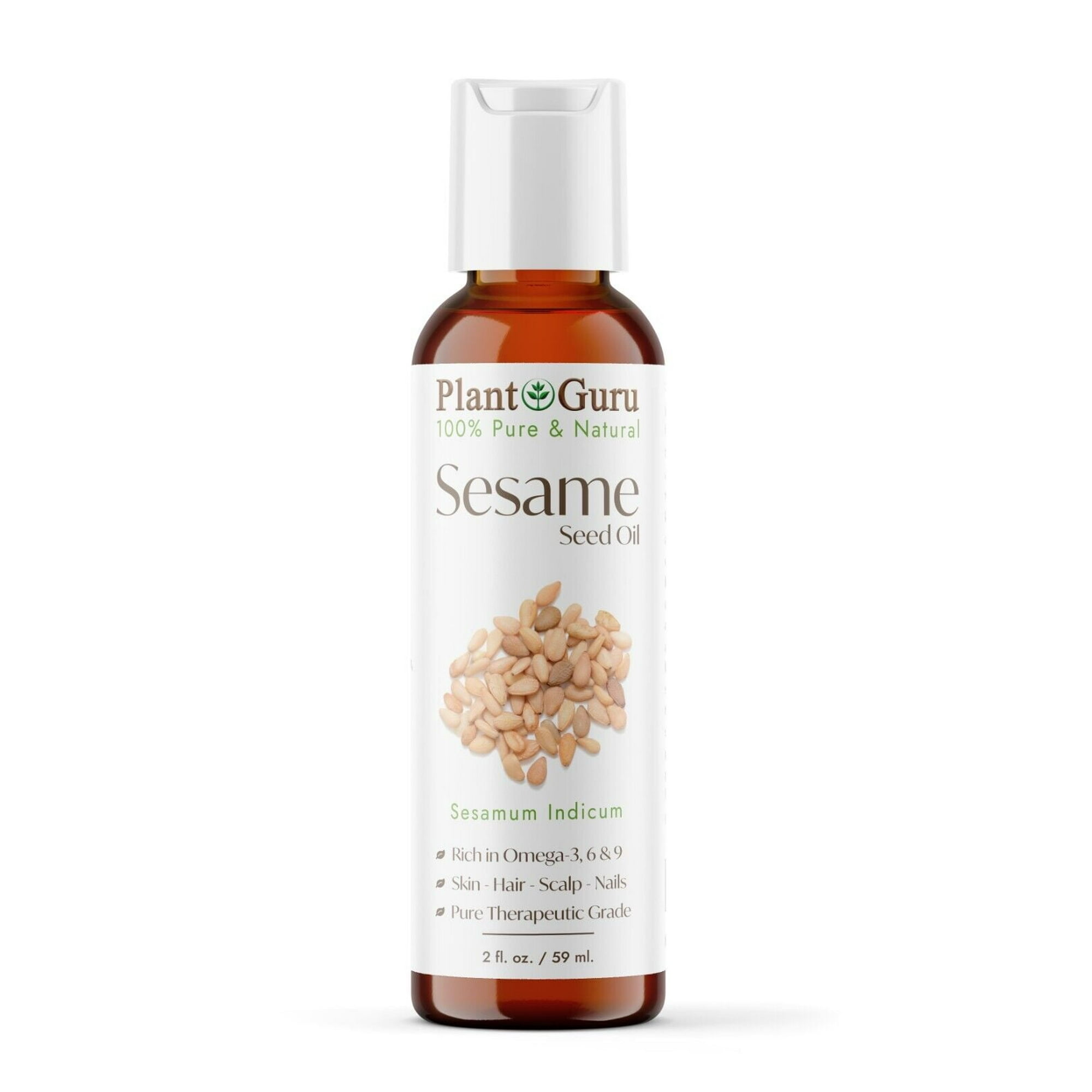 Sesame Seed Oil 2 oz Cold Pressed Carrier 100% Pure Natural For Skin, Body, Face, and Hair Growth Moisturizer. Great For Creams, Lotions, Lip balm and Soap Making