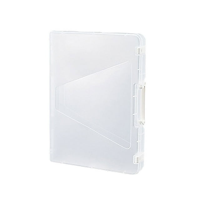 Transparent Portable File Case Double-buckle with Box Durable Case Handle Box Containers A4 Thick Whote