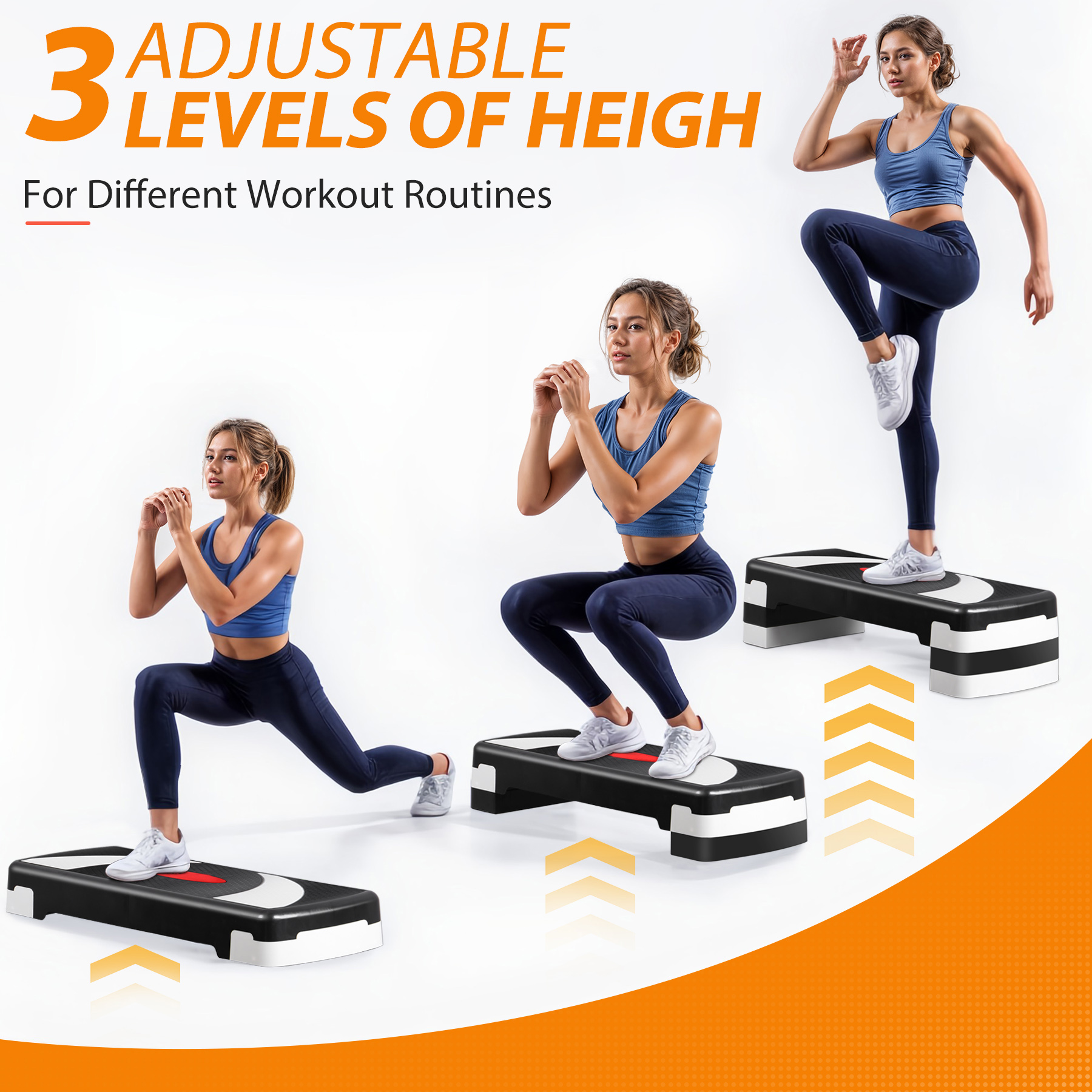 ZenSports 30'' Adjustable Workout Aerobic Stepper 550lbs Exercise Step Platform W/4 Risers