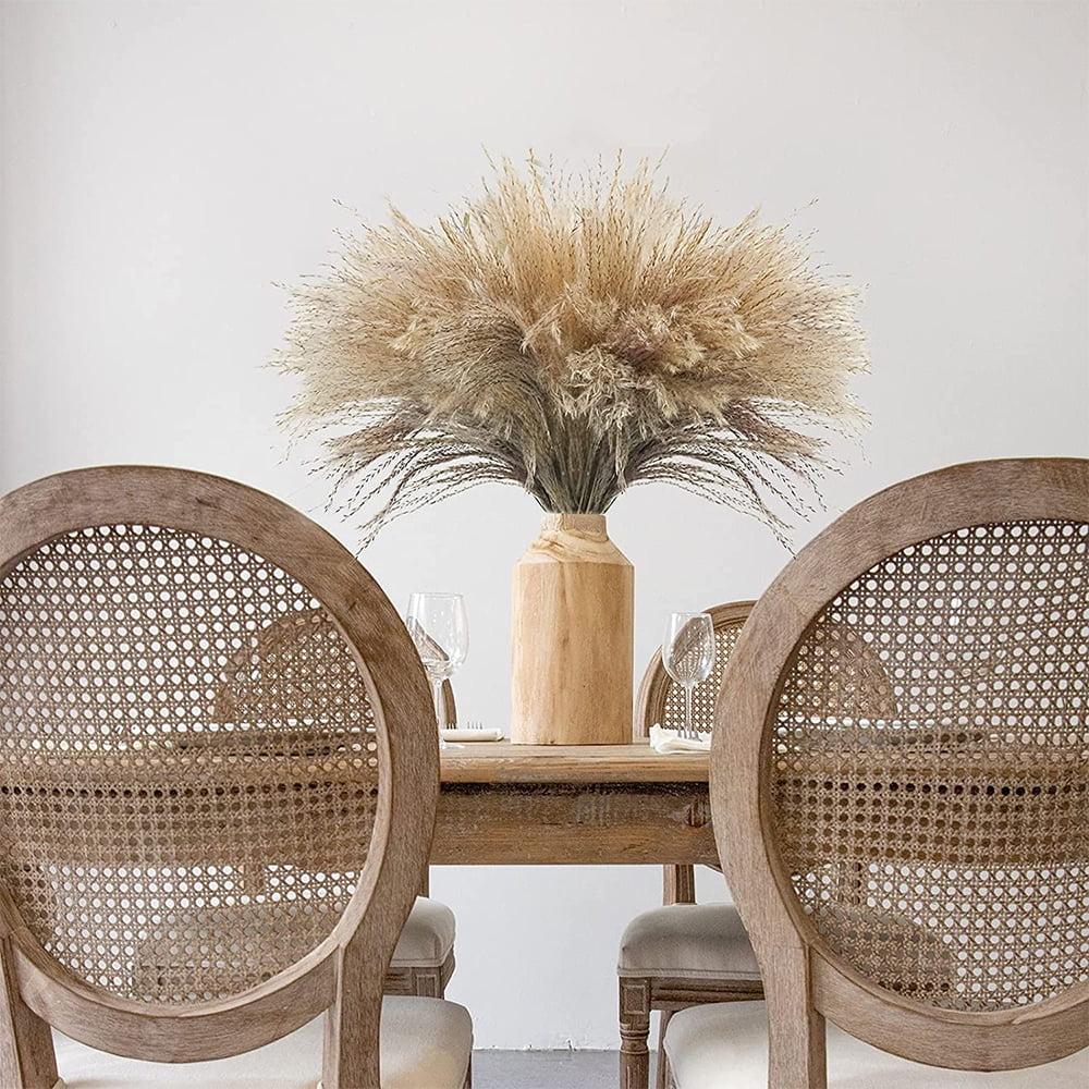 POINTERTECK 100PCS Natural Dried Pampas Grass Plume Large Faux Reed Artificial Plants