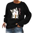 thumbnail image 2 of Augper Womens Tops Long Sleeve Fall Clearance Fashion Women Casual O-neck Animal Cat Printing Long-sleeved Sweatshirt, 2 of 4