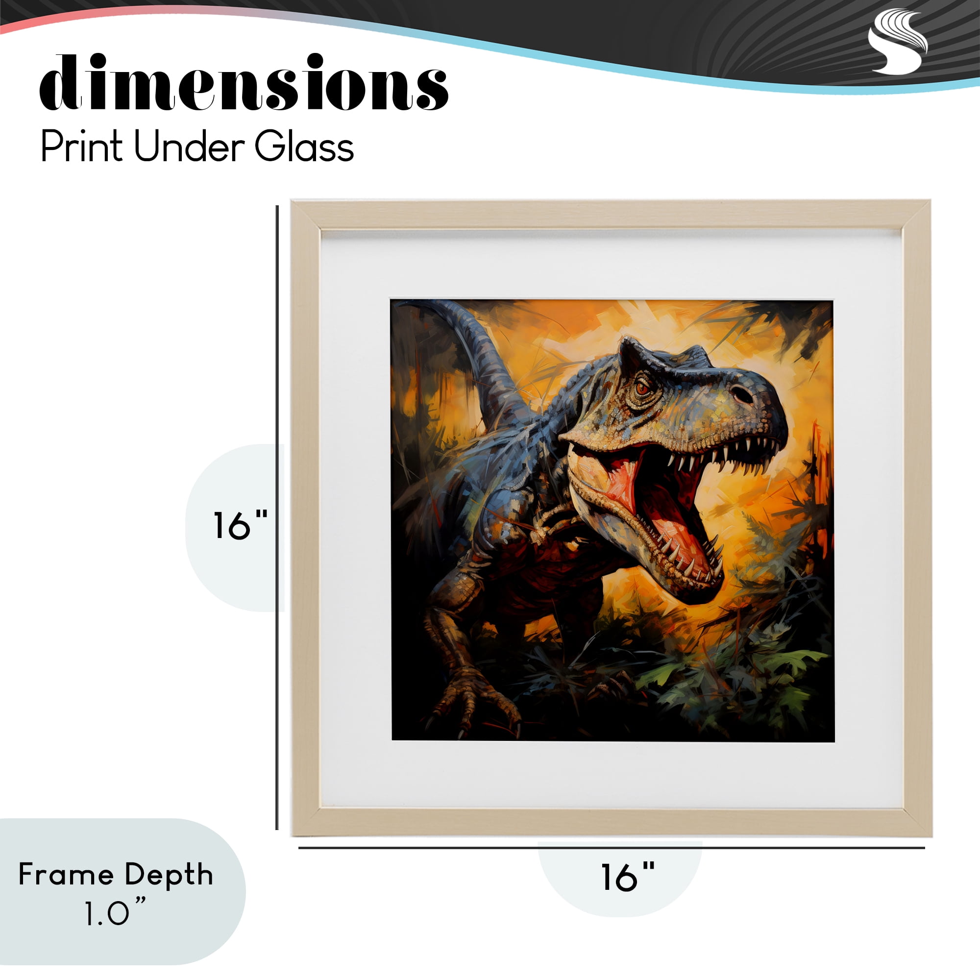 Stupell Industries Angry Dinosaur Roaring Birch Framed Print Under Glass, design by Creative Studio