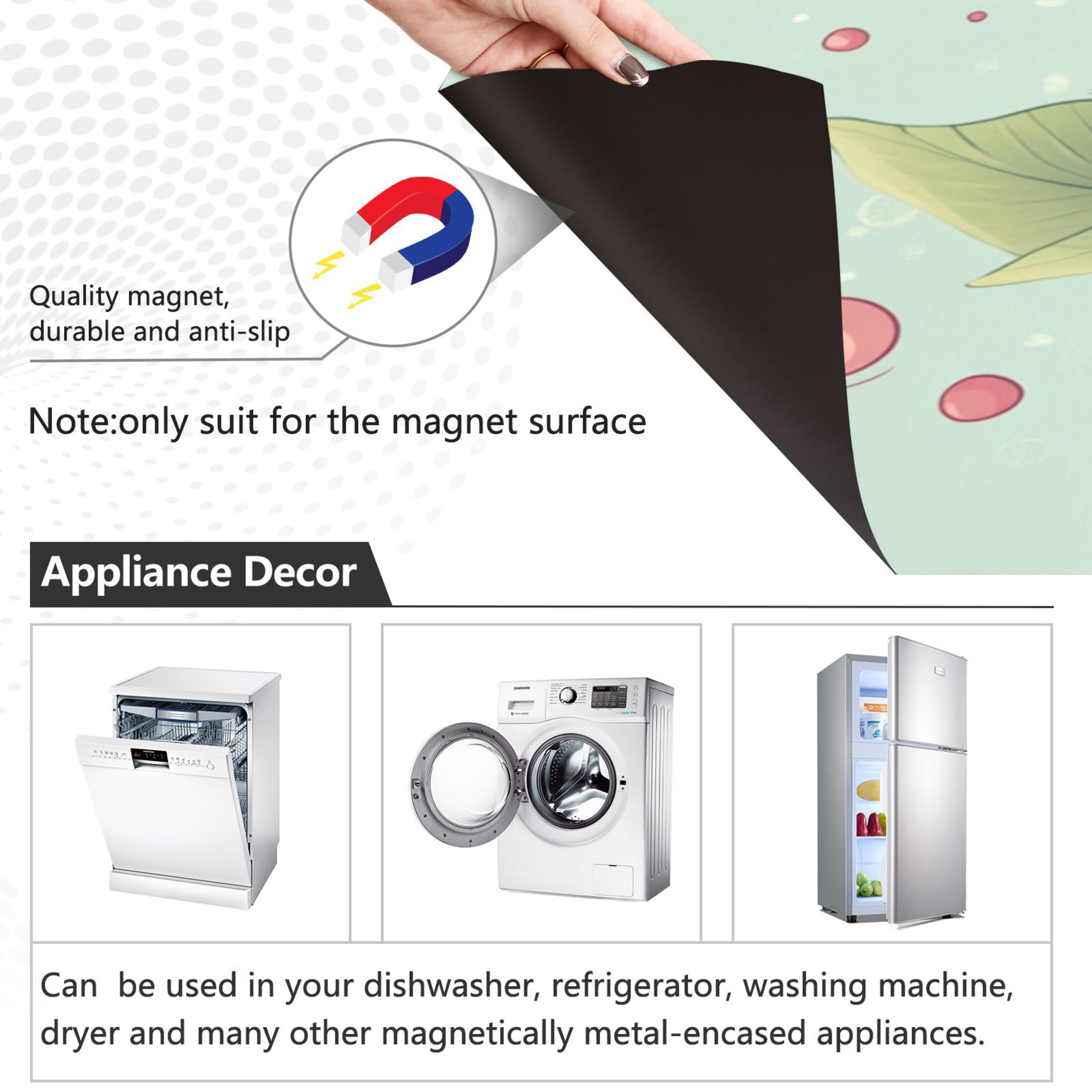 Dishwasher Magnetic Sticker 23x26 Inch Refrigerator Magnetic Sticker Washing Machine Magnetic Sticker Kitchen Panel Magnetic Sticker Home Decor Lovely Cartoon Hedgehog