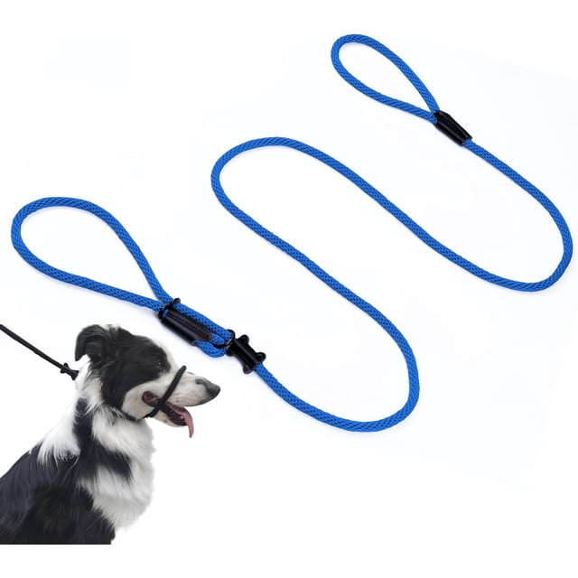 Multifunctional Figure 8 Padded Head Halter Walking Training Leather Stopper Slip Lead Dog Rope Leash Muzzle (Blue)