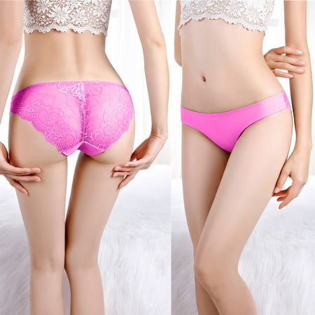 

Juebong Women s Underwear Deals Clearance Under $5 1PC Sexy Womens Low-Rise Transparent Lace Panties Breathable Quality Underpants Hot Pink M