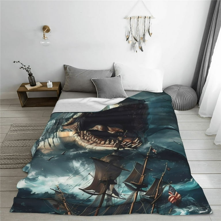 Bedding Blankets Fuzzy Shark Blanket Rateoe Wave Sailboat Shark