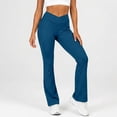 thumbnail image 2 of Yoga Leggings for Women Tummy Control Pockets High Waist Workout Flare Yoga Pants,Z1-Navy,L, 2 of 6