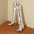 thumbnail image 6 of Mepaouo Women Thigh High Boots Heel Stretchy Sexy Glitter Fashion Over The Knee Boots(Silver,8.5), 6 of 8